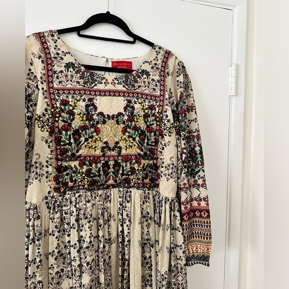 Bhanuni by Jyoti Anthropologie Far Fields Beaded Floral Midi Dress Size 16